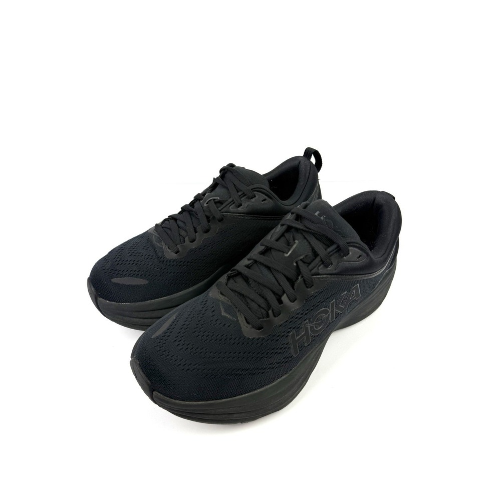 Hoka Bondi 8 Womens Sneakers 8 All Black Lace Up Running Workout